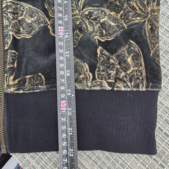 Johnny Was Hoodie Sweater Women XS Black Velour Butterfly Full Zip Bohemian Boho - Picture 6 of 12